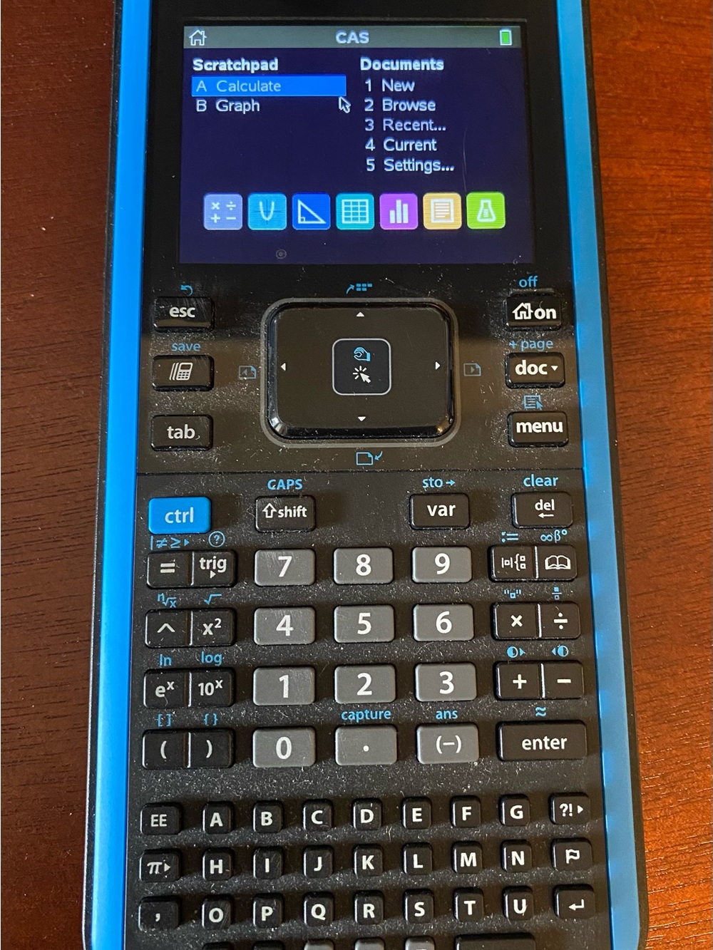 Texas Instruments Graphing Calculator with Blue Accents and Black Body - Picture 3 of 8